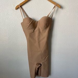 SKIMS BODY ZONED UNDERWIRE MID THIGH BODYSUIT BD-ONS-9547W Clay Tan Sz S 0631